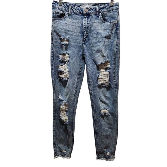 Tinseltown stonewash skinny ankle distressed raw hem jeans size 11 - Picture 1 of 10